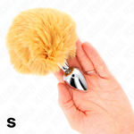 Kink - Plug Acero Inoxidable 7 X 3 cm con Cola de Conejo Beige Pelo 8 cm