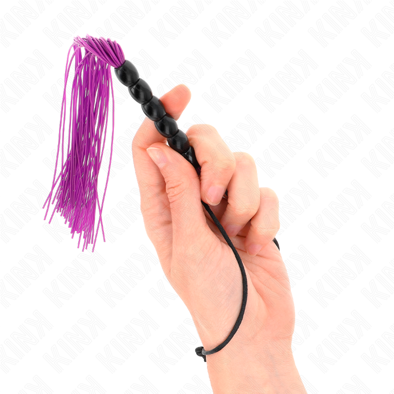 Kink - Mini Chicote de Silicone Com 6 Contas Roxas 26 cm