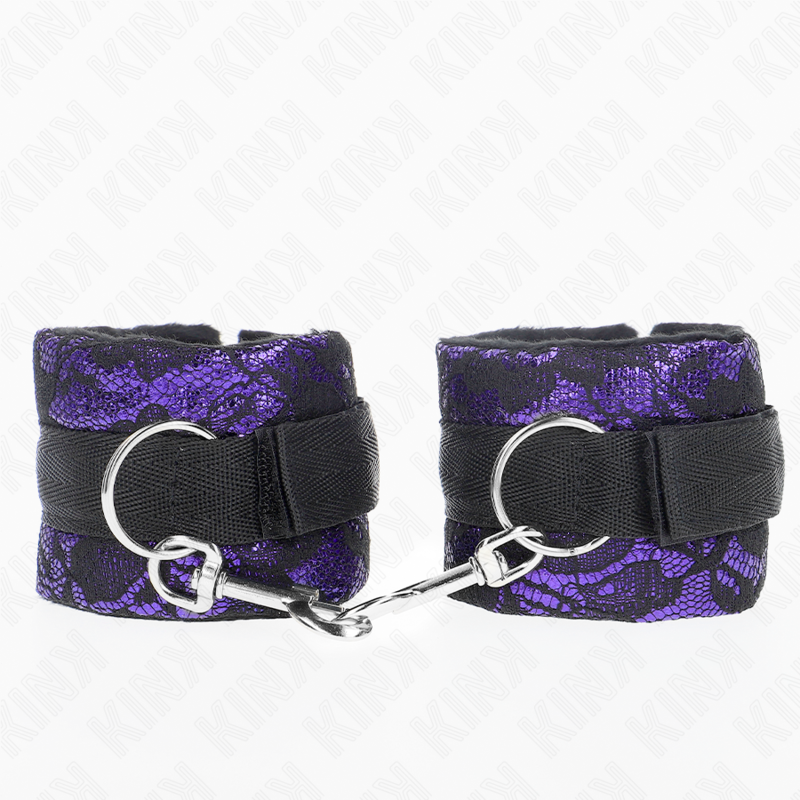 Kink - Puños de Encaje de Terciopelo Corto y Encuadernación de Nylon Morado / Negro 23 X 6,5 cm