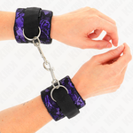 Kink - Puños de Encaje de Terciopelo Corto y Encuadernación de Nylon Morado / Negro 23 X 6,5 cm