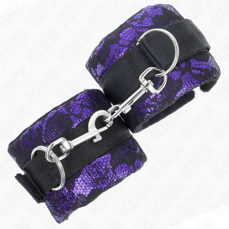 Kink - Puños de Encaje de Terciopelo Corto y Encuadernación de Nylon Morado / Negro 23 X 6,5 cm