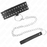 Kink - Collar con Correa 65 cm con Clavos Plateados Modelo 1 Ajustable 36-43 cm X 5 cm