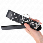 Kink - Colar de Alça de Rebite de Anel Com Cinto 65 cm Preto Ajustável 36-50 cm X 3,8 cm