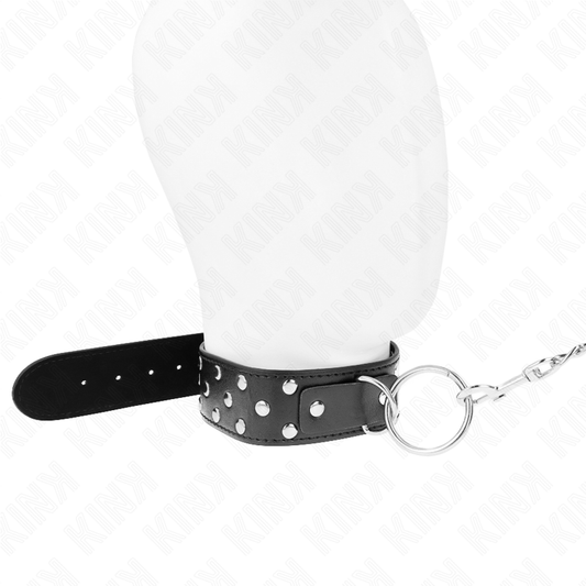 Kink - Colar de Alça de Rebite de Anel Com Cinto 65 cm Preto Ajustável 36-50 cm X 3,8 cm