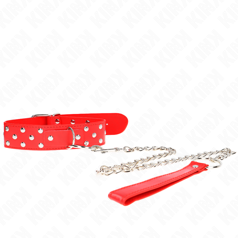 Kink - Colar de Alça de Rebite de Anel Com Cinto 65 cm Vermelho Ajustável 36-50 cm X 3,8 cm