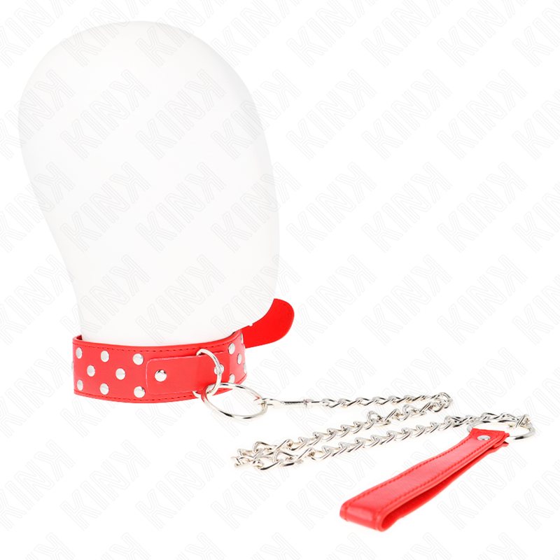 Kink - Colar de Alça de Rebite de Anel Com Cinto 65 cm Vermelho Ajustável 36-50 cm X 3,8 cm