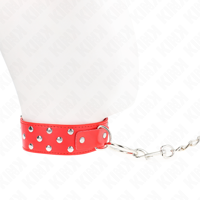 Kink - Colar de Alça de Rebite de Anel Com Cinto 65 cm Vermelho Ajustável 36-50 cm X 3,8 cm