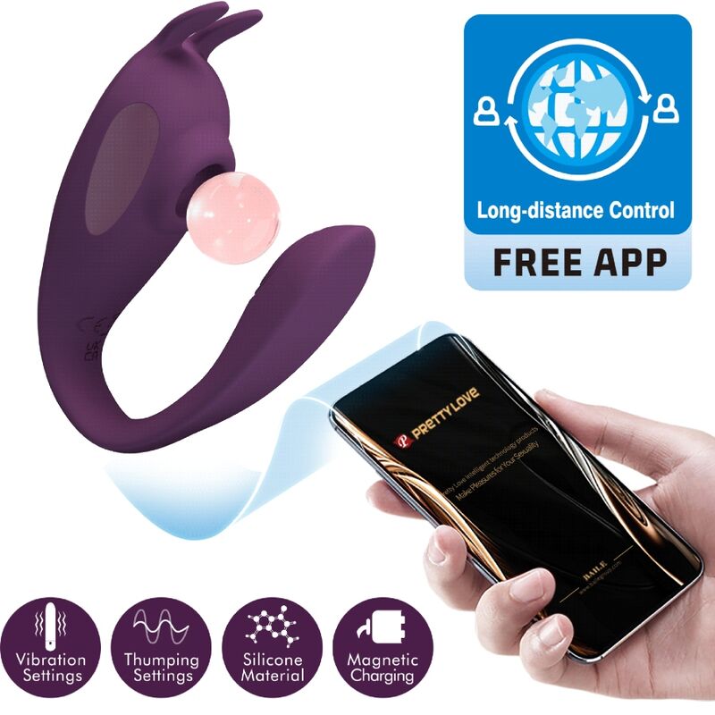 Pretty Love Estimulador e Vibrador Shey Aplicativo Gratuito Longa Distância Roxo