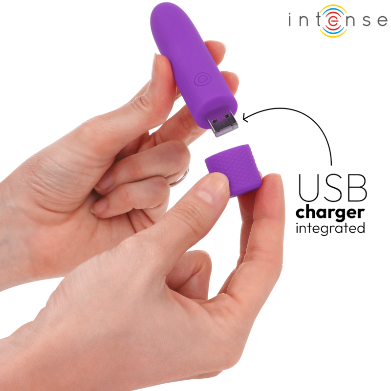 Intense - Symone Bala Vibradora Recargable USB 8 Vibraciones Morado 10 X 2,2 cm