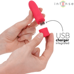 INTENSE - SYMONE USB RECARREGÁVEL VIBRATÓRIA BULLET 8 VIBRAÇÕES VERMELHO 10 X 2,2 CM