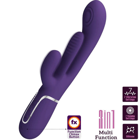 Pretty Love Shania Triple Rabbit Vibrador Multifuncional Morado