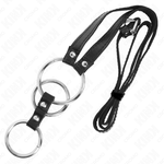 Kink - Anel de Pénis Triplo de Metal 3,8 cm A 5 cm Com Cinto de Couro 112 cm