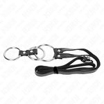 Kink - Anel de Pénis Triplo de Metal 3,8 cm A 5 cm Com Cinto de Couro 112 cm