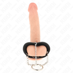 Kink - Anel Para Pénis 4 cm Corrente 7 cm Metal Com Cinto de Couro