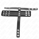 Kink - Anel de Gaiola de Pénis de Couro Com Tira Divisora de Bolas Revestida Ajustável