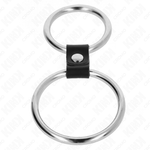 Kink - Anel de Pénis Duplo de Metal 3,7 cm A 5 cm Conectado Por Tira de Couro Modelo 1
