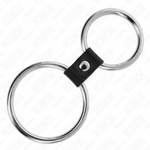 Kink - Anel de Pénis Duplo de Metal 3,7 cm A 5 cm Conectado Por Tira de Couro Modelo 1
