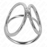 Kink - Anel de Pénis Triplo de Metal Cromado de 3,2 cm A 4,5 cm