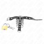 Kink - Anel de Couro Para O Pénis Com Tira de Trava 21 X 2 cm e 5 Anéis de Metal de 3 cm A 4 cm