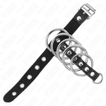 Kink - Anel de Couro Para O Pénis Com Tira de Trava 21 X 2 cm e 5 Anéis de Metal de 3 cm A 4 cm