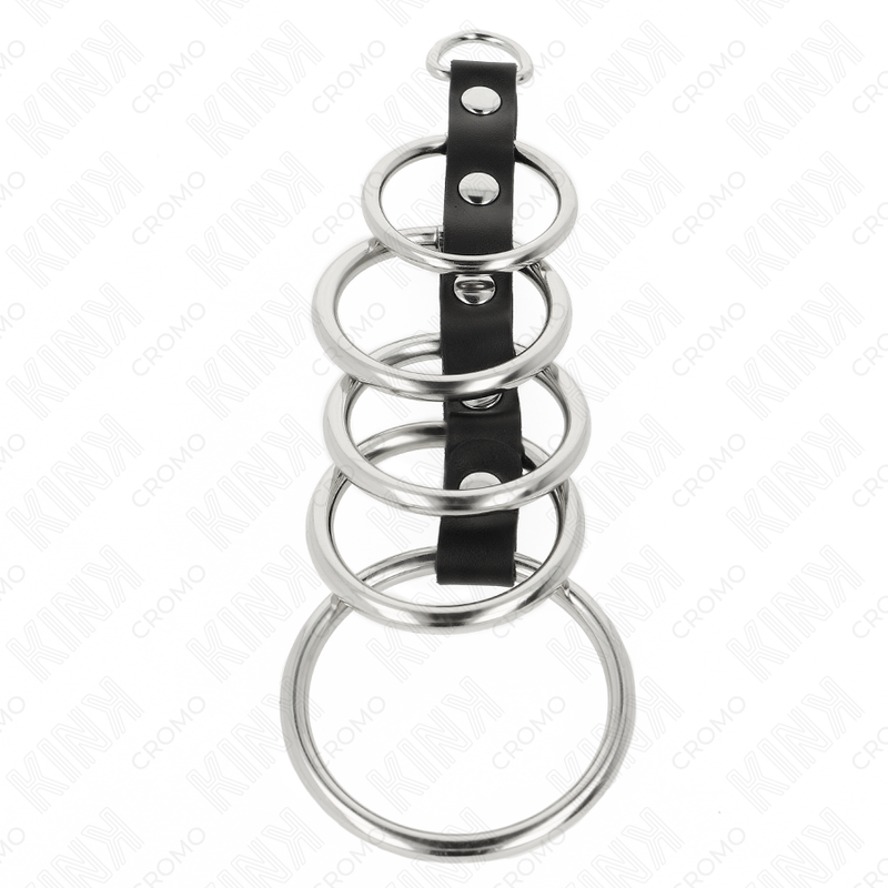 Kink - 5 Anillos de Metal de 3,2 cm a 5 cm Conectados por Cuero
