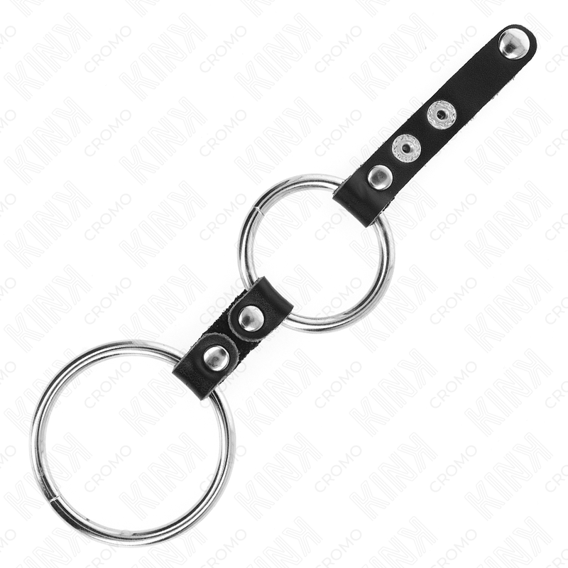 Kink - Anillo Doble Para Pene de 3,8 cm A 5 cm Conectado Por Cuero