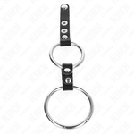 Kink - Anillo Doble Para Pene de 3,8 cm A 5 cm Conectado Por Cuero