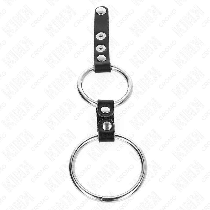 Kink - Anillo Doble Para Pene de 3,8 cm A 5 cm Conectado Por Cuero