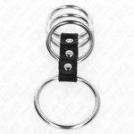Kink - 4 Anillos de metal de 3,7 cm a 5 cm conectados por cuero