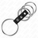 Kink - 4 Anillos de metal de 3,7 cm a 5 cm conectados por cuero