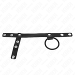 Kink - Anel de Pénis de Silicone 3,8 cm Com Divisor de Bolas e Tira de Couro 22 X 1,5 cm