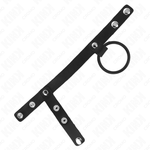 Kink - Anel de Pénis de Silicone 3,8 cm Com Divisor de Bolas e Tira de Couro 22 X 1,5 cm