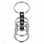 Kink - 5 Anéis de Pénis de 3,7 cm A 5 cm de Metal Conectados Por Couro