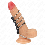 Kink - 5 Anéis de Pénis de 3,7 cm A 5 cm de Metal Conectados Por Couro