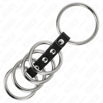 Kink - 5 Anéis de Pénis de 3,7 cm A 5 cm de Metal Conectados Por Couro