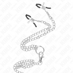 Kink - Anel de Pénis de Metal Triplo Cromado de 3 cm A 4,5 cm Com Corrente de Metal de 26 cm e Clipes de Mamilo
