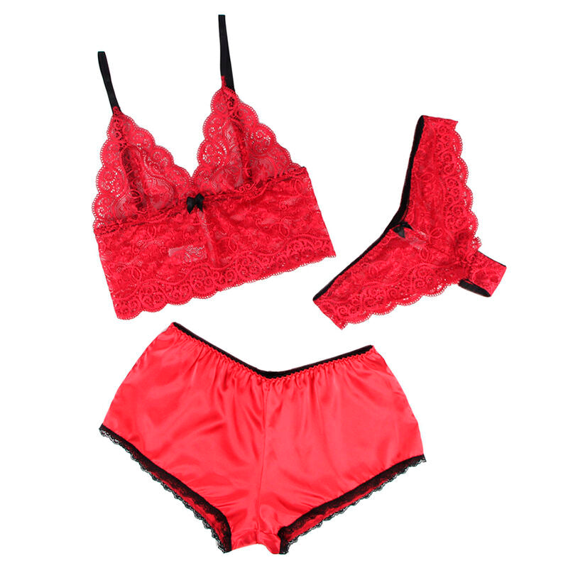Subblime 953904 Camisola de Seda e Renda + Calcinha Vermelha L/xl