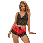 Subblime 953966 Camiseta de Seda Casual + Bragas de Encaje Negro/Rojo L/XL