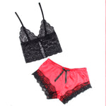Subblime 953966 Camiseta de Seda Casual + Bragas de Encaje Negro/Rojo L/XL