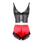 Subblime 953966 Camiseta de Seda Casual + Bragas de Encaje Negro/Rojo L/XL