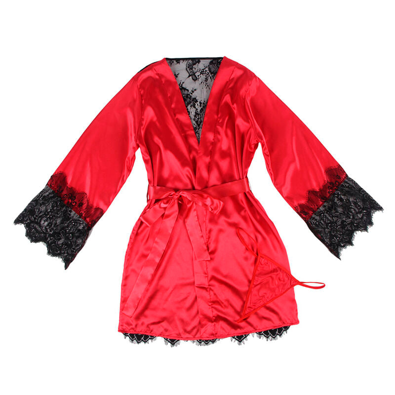 Subblime 954017 Camiseta de Encaje Transparente en la Espalda + Tanga Rojo/negro S/m