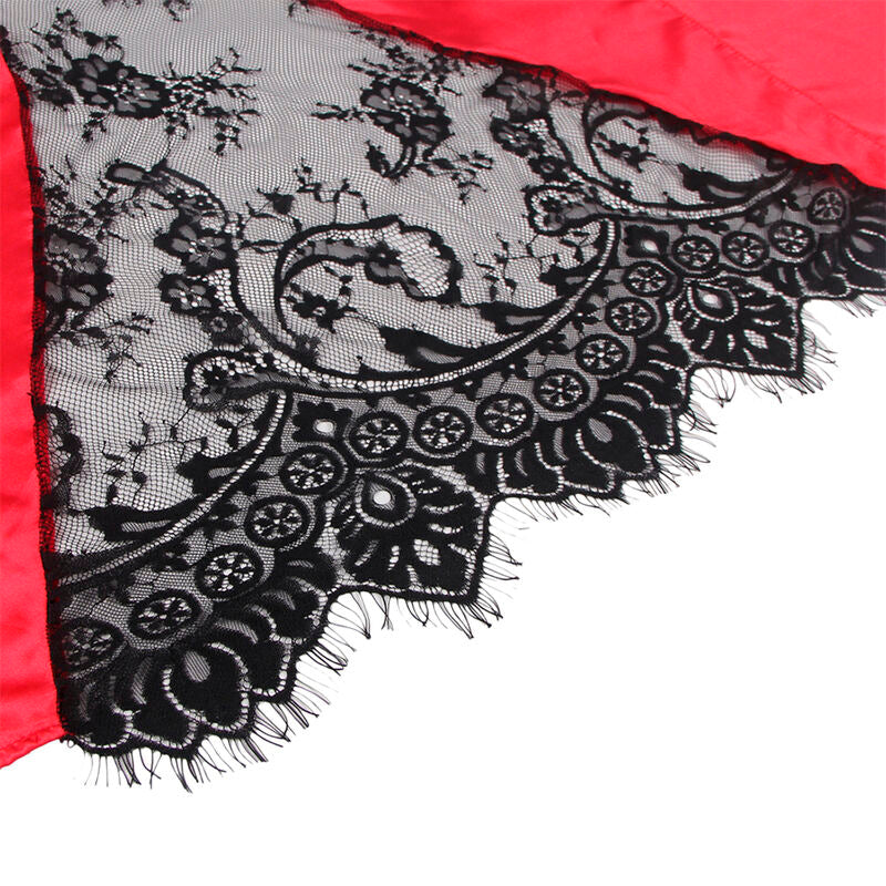 Subblime - 954024 Camiseta de Encaje Transparente en la Espalda + Tanga Rojo/Negro L/XL