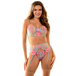 Subblime 954109 Sutiã + Calcinha Com Cinto-liga Design Floral Azul S/m