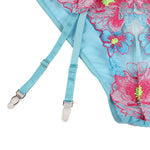 Subblime 954116 Sutiã + Calcinha Com Cinto-liga Design Floral Azul L/xl