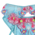 Subblime 954116 Sutiã + Calcinha Com Cinto-liga Design Floral Azul L/xl