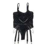 Subblime 954260 Body Com Correntes + Cinta-liga Preto S/m