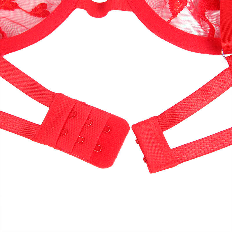 Subblime 954338 Sujetador Estampado Corazón + Tanga + Liguero Rojo L/xl