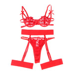 Subblime 954338 Sujetador Estampado Corazón + Tanga + Liguero Rojo L/xl