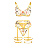 Subblime 954352 Sutiã + Tanga + Cinto-liga Design Floral Amarelo L/xl