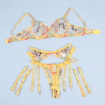 Subblime 954352 Sutiã + Tanga + Cinto-liga Design Floral Amarelo L/xl
